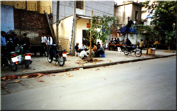 Shooting pool on the sidewalks.