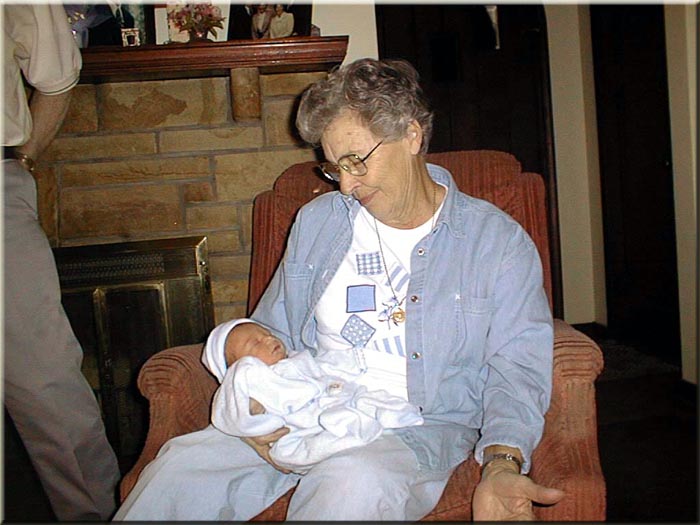 Brayden's first Christmas, with Great Gran-mother.