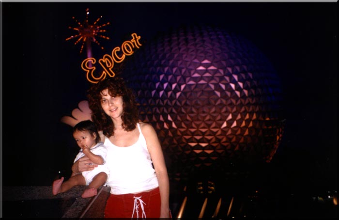 With mom in front of Epcot ball 2001.