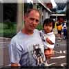 With dad in front of Epcot ball 2001.